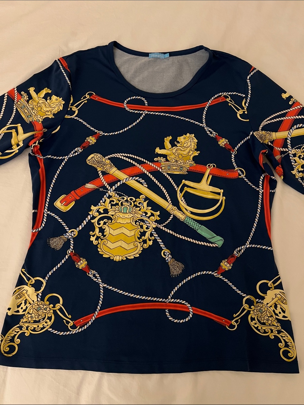 J. McLaughlin Navy Gold Rope Top